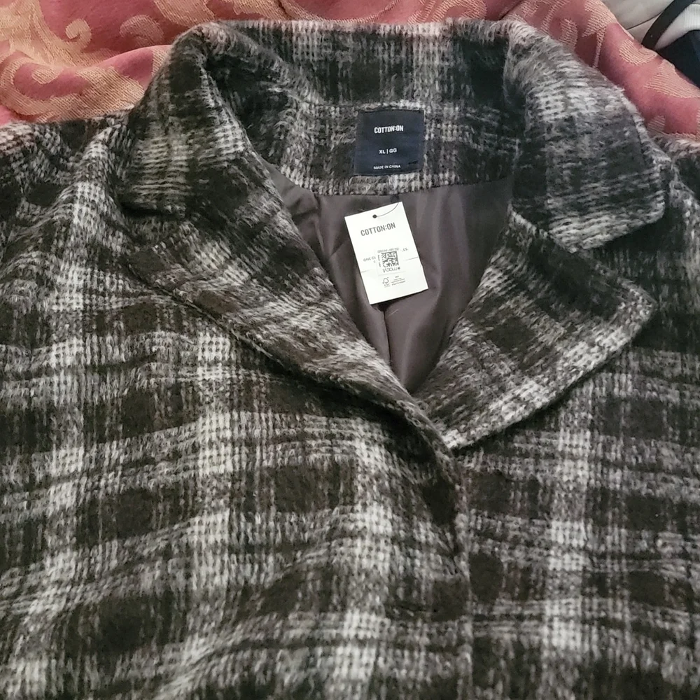 Cotton On Plaid One Button Coat‎ Size XL
